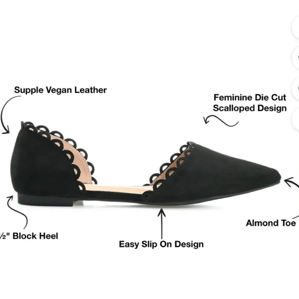 Journee Collection Jezlin Black Faux Suede D’Orsay Flats NWT